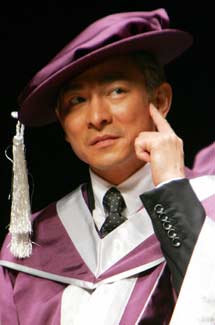 Actor Andy Lau attends the graduation ceremony of the Hong Kong Academy for Performing Arts as Lau receives the award of Honorary Fellowship, July 7, 2006.