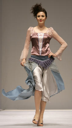 A model presents a creation by Hong Kong designer Anniewho during her show 