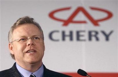 Tom LaSorda, Chrysler Group President and CEO, speaks at the signing of a cooperative agreement with Chery Automobile in Beijing July 4, 2007.