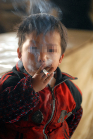 Four-year-old hooked on cigarettes