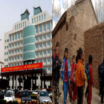 Luxury gov't office building; shabby student clas