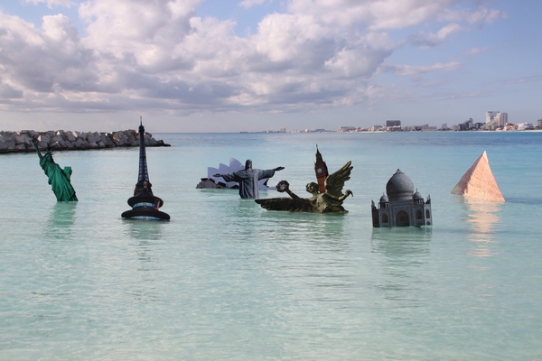 Sinking icons highlight threats of climate change