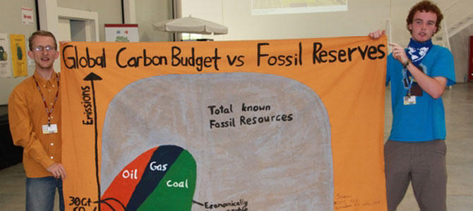 Demonstrators ask people to use less fossile fuels