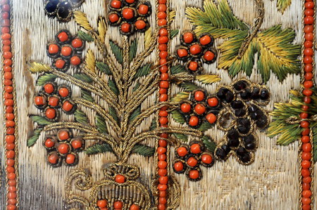 Silk embroidery exhibited at Italy Pavilion