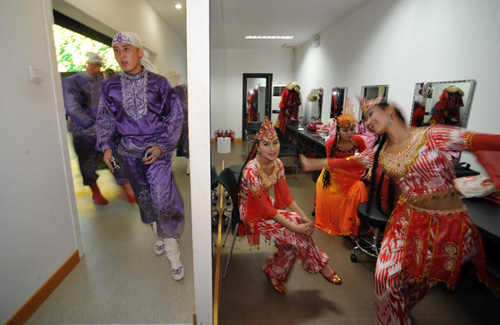 Folk dances stage at Xinjiang Pavilion
