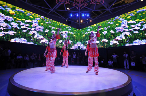 Folk dances stage at Xinjiang Pavilion