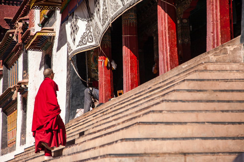 Inside Champa Ling Monastery of Tibetan Buddhism