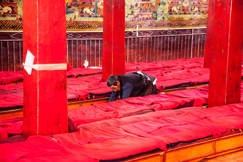 Inside Champa Ling Monastery of Tibetan Buddhism