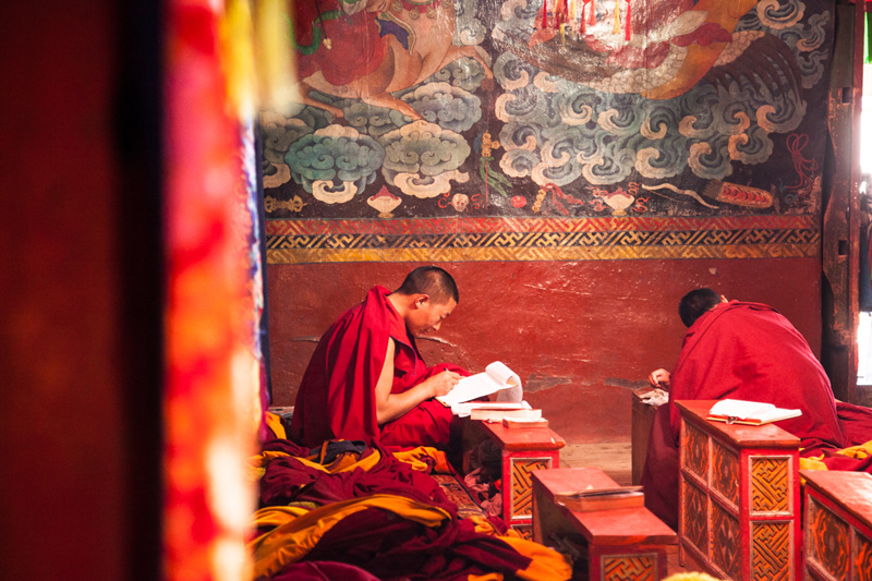 Inside Champa Ling Monastery of Tibetan Buddhism