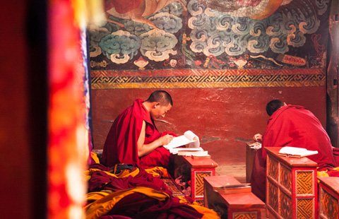 Inside QIangbalin Temple of Tibetan Buddhism