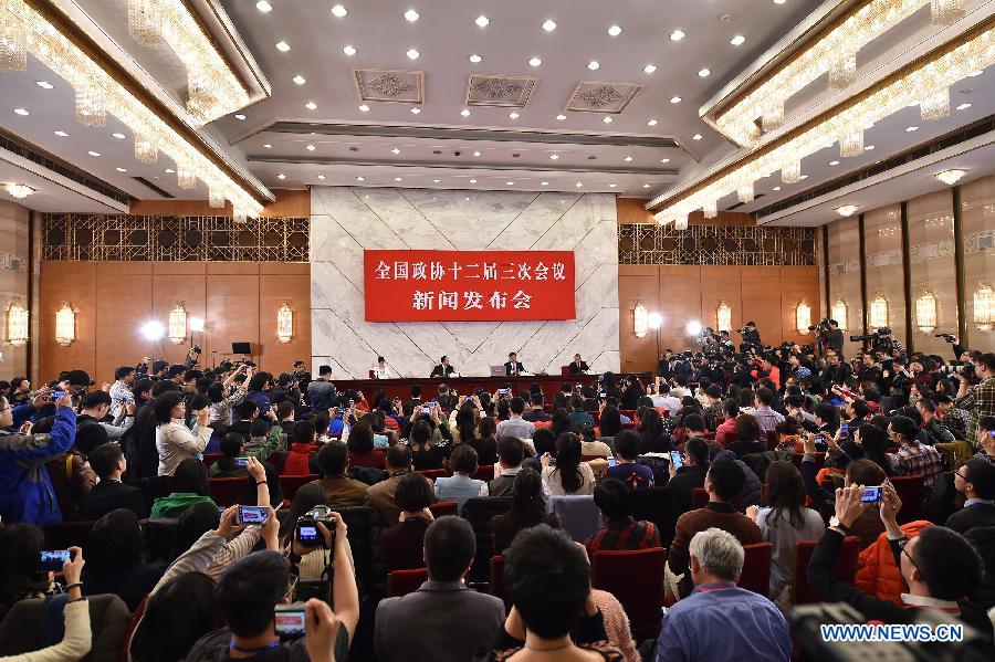 Press conference on 3rd session of 12th CPPCC National Committee held in Beijing