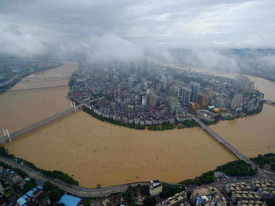 Liujiang River in south China sees 2nd flood peak this year