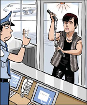 Star-struck kungfu fan forced to check in weapon