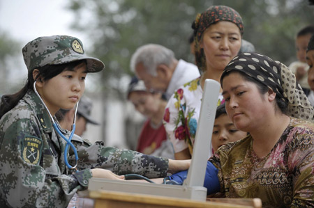 Body check for local Uygur residents in Urumqi