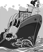 Man jumps into river to escape nagging wife