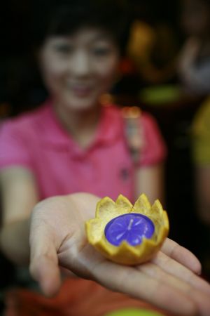 Floating orange lanterns to mark festivals