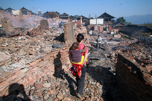 Three dead in village fire