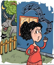 Farmer thrashes donkey braying to his wife's voice