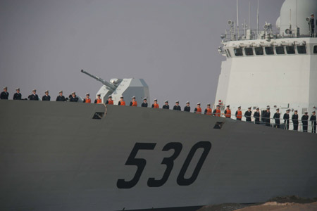 Chinese warships dock home from Gulf of Aden