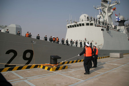 Chinese warships dock home from Gulf of Aden