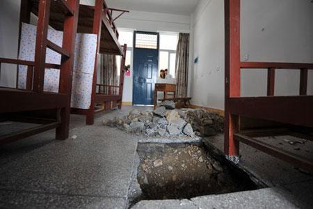 Students forced to evacuate after dorm floor caves in