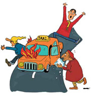 Woman, 72, hurls snowballs at burning taxi