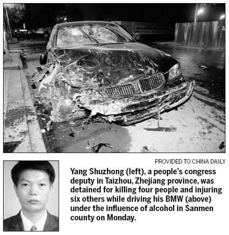 Inebriated legislator mows down four