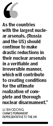 China calls for more nuclear reductions
