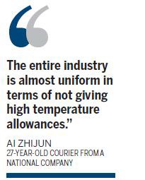 Couriers swelter without extra pay