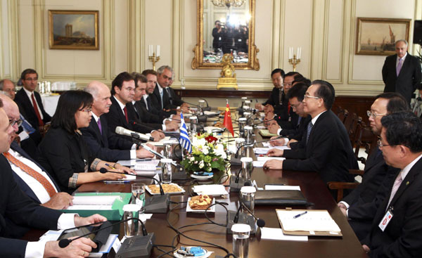 Wen meets Greek Premier to deepen cooperation