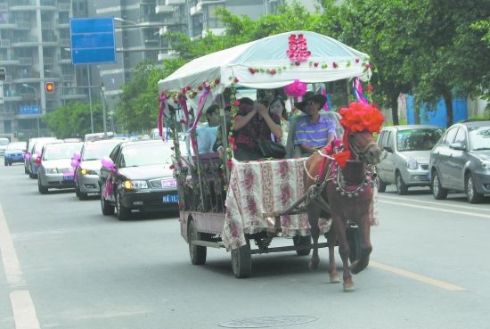 Groom finds cheap, green wedding transport