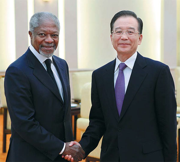 Wen gives massive boost to Annan's Syria mission