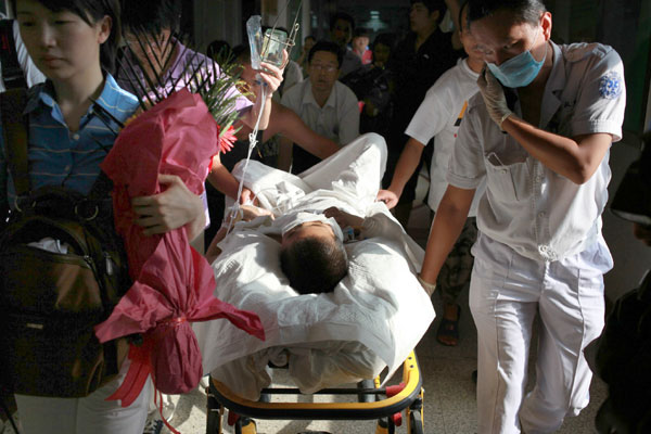 Boy injured by air pump in serious condition