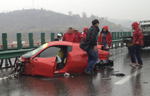 Ferrari drivers survive high-speed crash