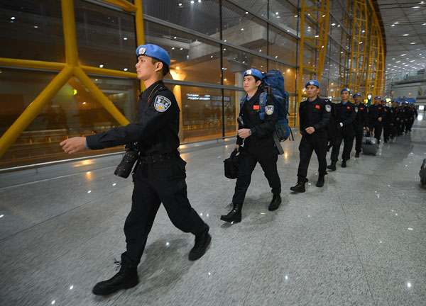 Chinese peace-keeping police set off to S Sudan