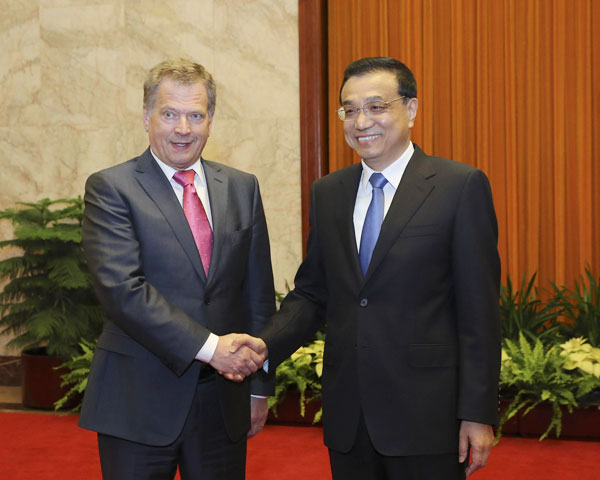 Chinese premier meets Finnish president