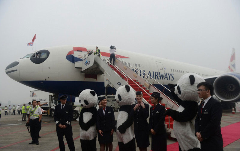 First landing of nonstop London-Chengdu flight