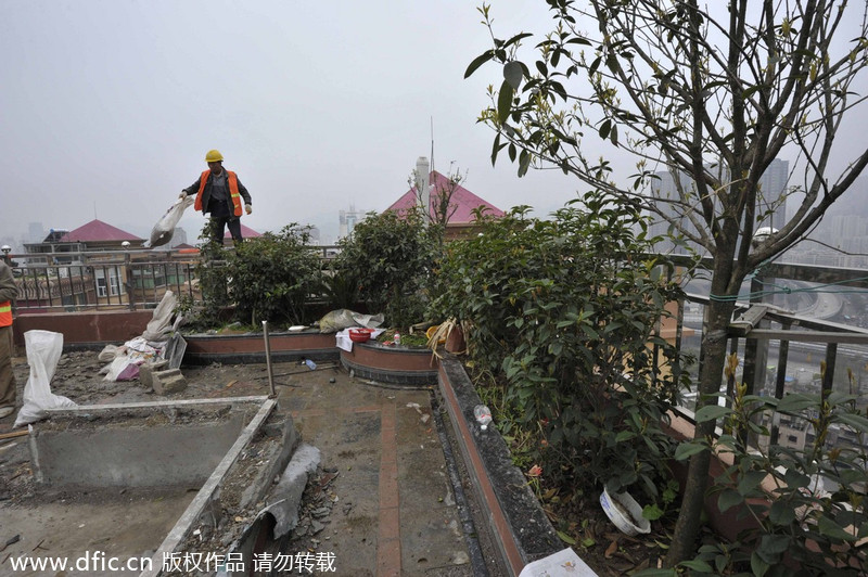 Illegal gardens built on roofs torn down