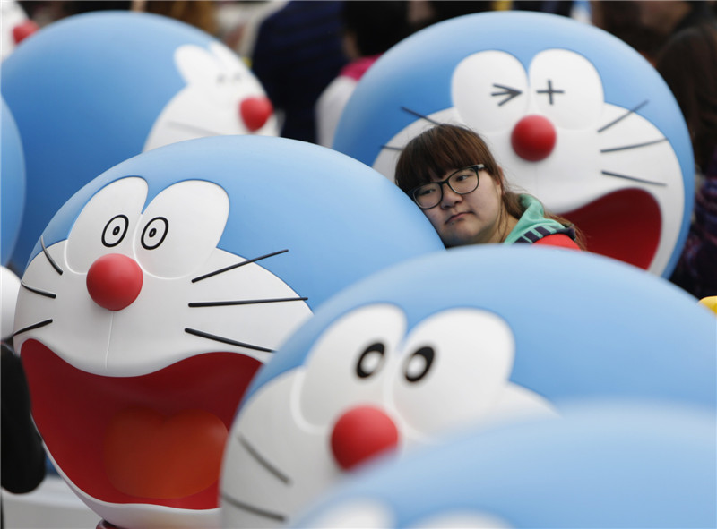 Cute Doraemon on show in Beijing