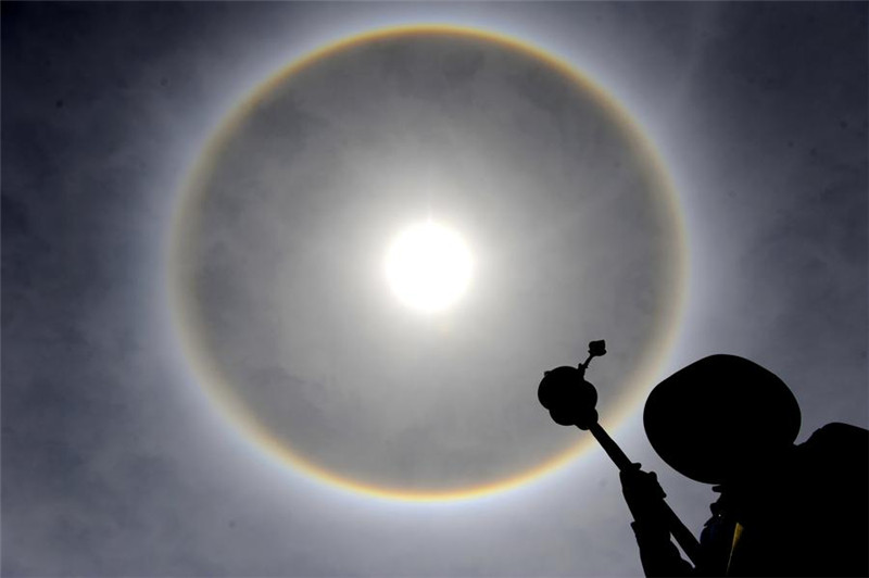 Solar halo in sky above Lhasa