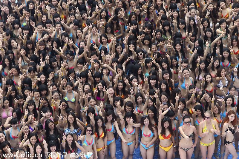 Bikini girls celebrate the summer season