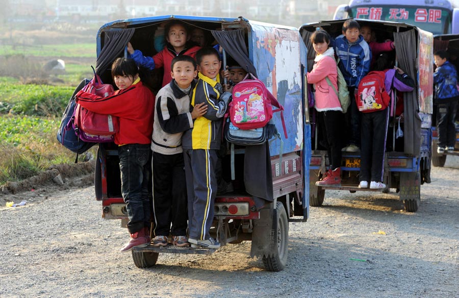 Weird 'school buses' across China