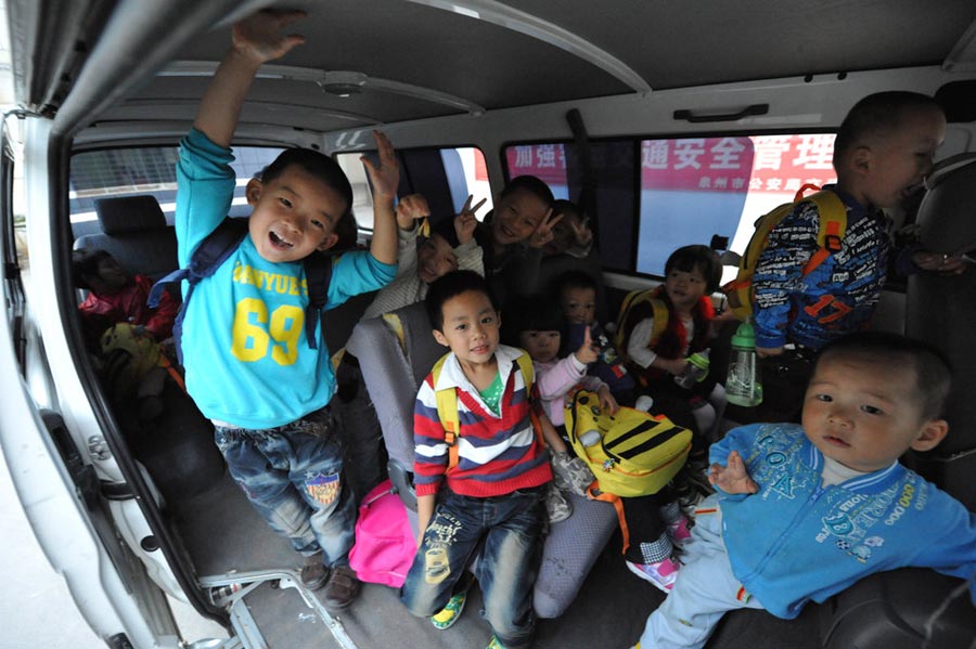 Weird 'school buses' across China