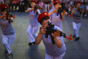 Feathers fly as pillow fight relieves stress of daily life