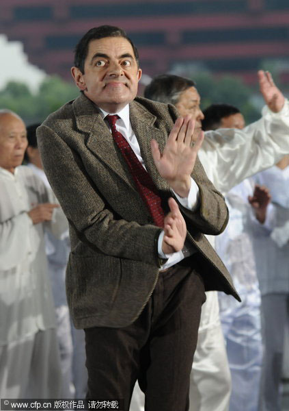 Mr Bean entertains the audience in Shanghai