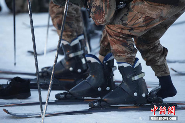 Soldiers undergo ski training in snow-covered NE China