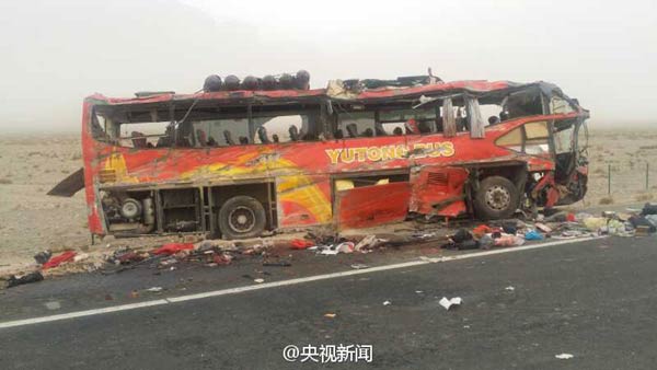 22 dead, 38 injured as bus overturns in Xinjiang