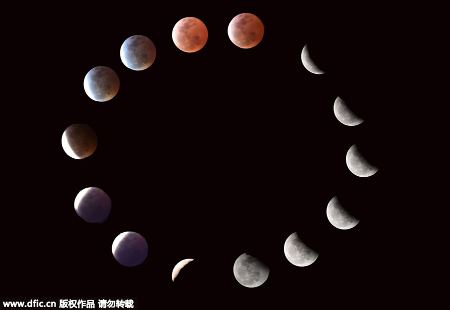 Lunar eclipse turns the moon 'blood red'[7]- Chi
