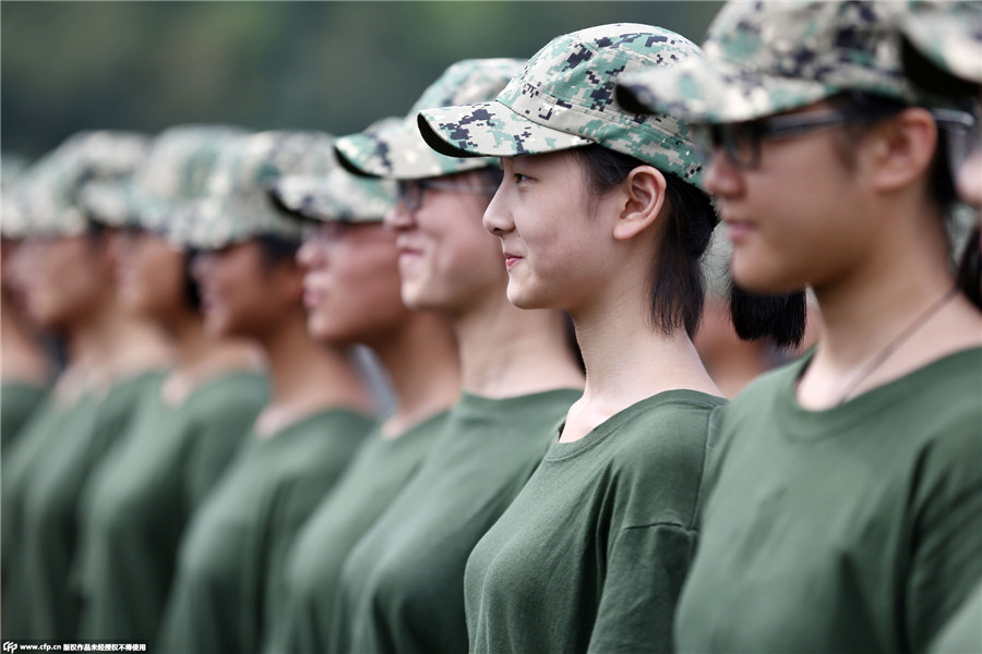 Middle school freshmen start military training