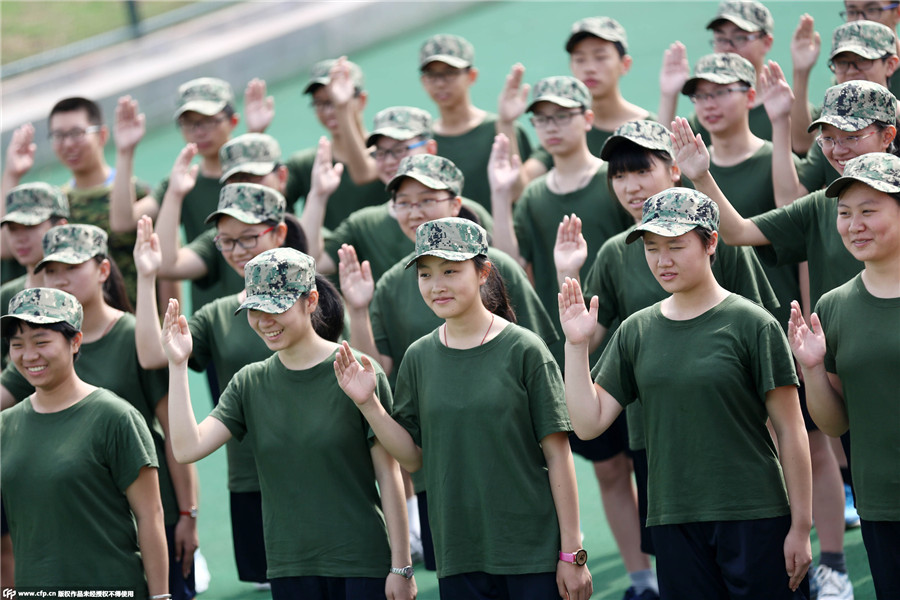 Middle school freshmen start military training